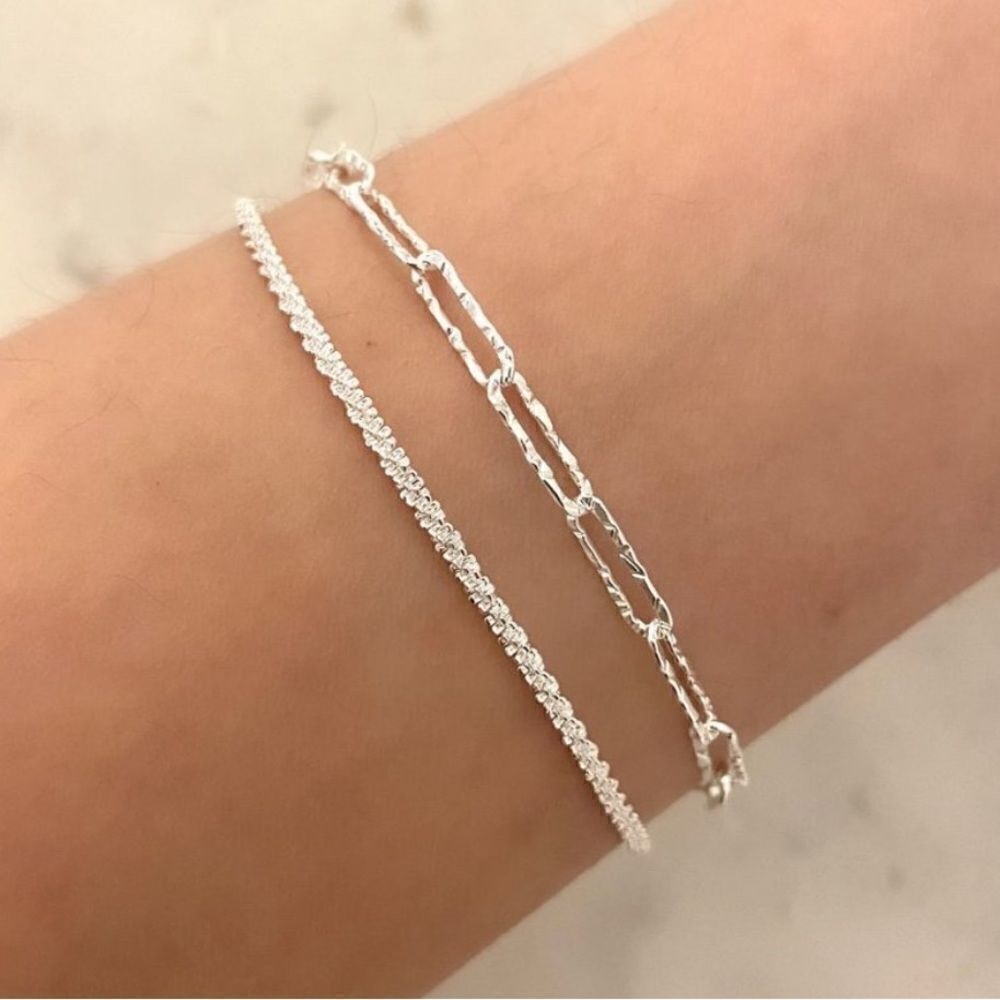 The Mixed Media double strand paperclip Bracelet in 925
